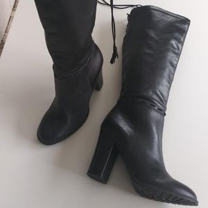 Adam Tucker Black Leather Boots, s 7M